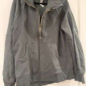 Lululemon Athletica Green Oversized Scuba Funnel Neck Relaxed Fit